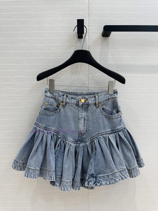 BB76287 Zimm * 25 Early Spring New Product Pleated Lotus Leaf Denim Short Skirt Sweet And Cool svyn37q1