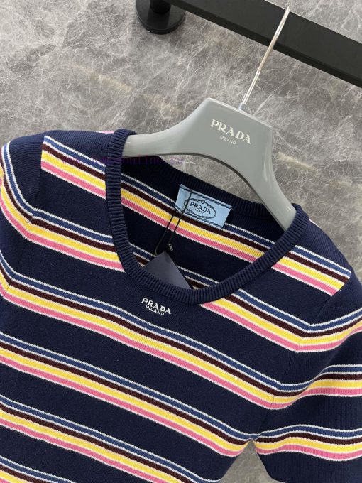 ZL60622 Prada 25Ss Spring/Summer New Color Striped Short Sleeve Knitted Dress | YB Developed Sl 6ytg0916 - Image 4