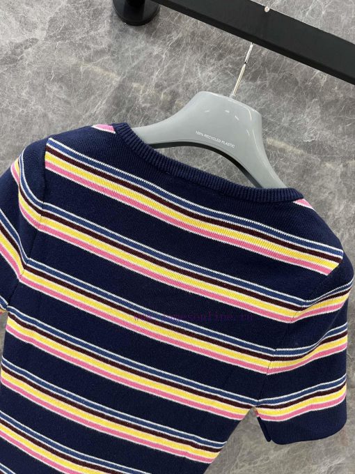 ZL60622 Prada 25Ss Spring/Summer New Color Striped Short Sleeve Knitted Dress | YB Developed Sl 6ytg0916 - Image 5