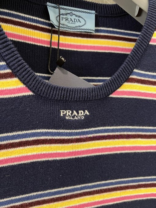 ZL60622 Prada 25Ss Spring/Summer New Color Striped Short Sleeve Knitted Dress | YB Developed Sl 6ytg0916 - Image 6