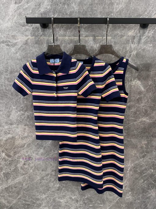 ZL60622 Prada 25Ss Spring/Summer New Color Striped Short Sleeve Knitted Dress | YB Developed Sl 6ytg0916 - Image 9