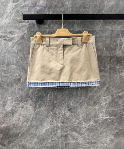 ZB60629 Miumi * 25Ss Early Spring New Retro Art Style Khaki Ultra Short Half Skirt | YB Develop waob33f7