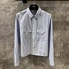ZC60632 Celine 25Ss Spring/Summer New Fine Stripe Short Shirt | YB Development Produced Retro L 9ghhlab7