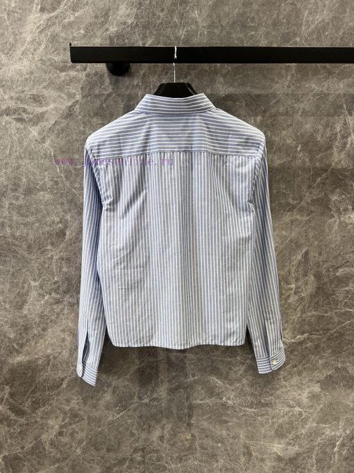 ZC60632 Celine 25Ss Spring/Summer New Fine Stripe Short Shirt | YB Development Produced Retro L 9ghhlab7 - Image 3