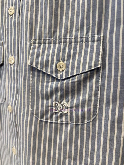 ZC60632 Celine 25Ss Spring/Summer New Fine Stripe Short Shirt | YB Development Produced Retro L 9ghhlab7 - Image 6
