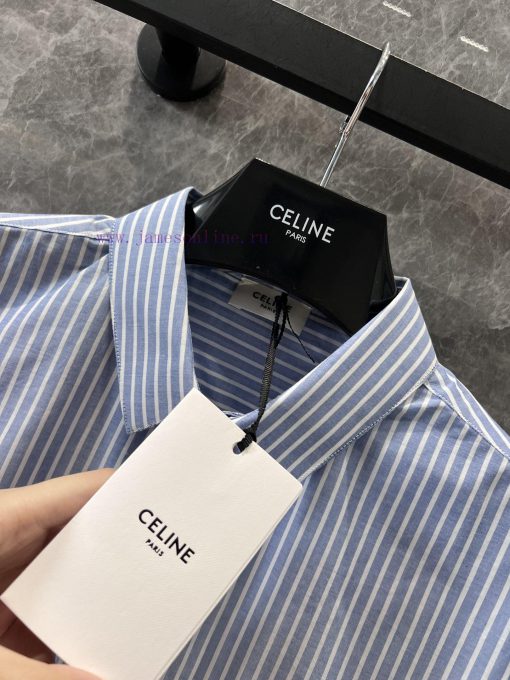 ZC60632 Celine 25Ss Spring/Summer New Fine Stripe Short Shirt | YB Development Produced Retro L 9ghhlab7 - Image 9