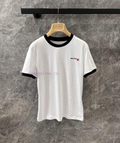 ZT60651 Miumi * 25Ss Early Spring New Sailing Embroidery Round Neck Short Sleeve T Shirt | Made ntpwx7o9