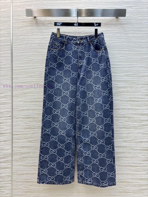 CK76306 Gucci 25 Spring/Summer New Collection Logo Jacquard Straight Leg Jeans Straight Leg Ver yg04vmg5 - Image 2