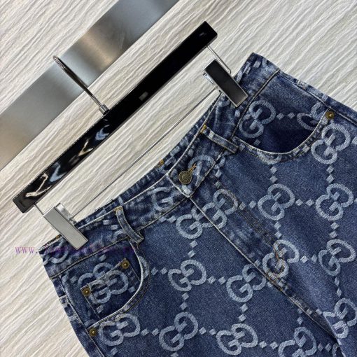 CK76306 Gucci 25 Spring/Summer New Collection Logo Jacquard Straight Leg Jeans Straight Leg Ver yg04vmg5 - Image 6