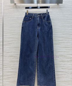 CK76307 Miu Miu 25 Spring/Summer New Collection Retro Denim Series Straight Leg Jeans With Embr pc0dmrfy
