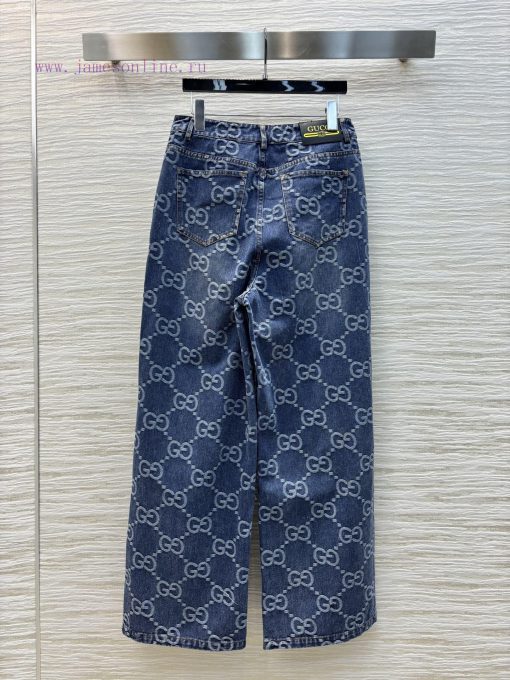 CK76306 Gucci 25 Spring/Summer New Collection Logo Jacquard Straight Leg Jeans Straight Leg Ver yg04vmg5 - Image 9