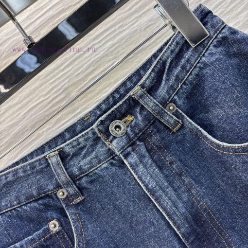 CK76307 Miu Miu 25 Spring/Summer New Collection Retro Denim Series Straight Leg Jeans With Embr pc0dmrfy - Image 6