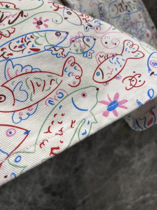 ZK60667 Chanel 25C Early Spring New Color Graffiti Fish Print Denim Shorts | Fashionable And Mu 1u0ru07h - Image 9