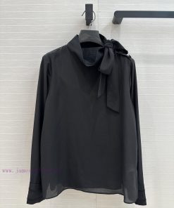 Strongly Recommend BC76336 Gucci25s New Silk Shirt With A Stylish Ribbon And Side Buckle Bow Ti vz1qgav4
