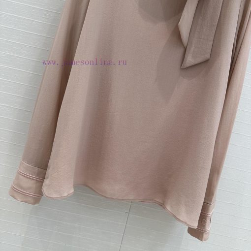 Strongly Recommend BC76336 Gucci25s New Silk Shirt With A Stylish Ribbon And Side Buckle Bow Ti 4wgsot5p - Image 7