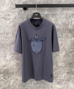 ZT60687 Fendi 25ss Spring/Summer New Emblem Embroidery Classic Micro Wide Round Neck Short Slee 0rtaewwg