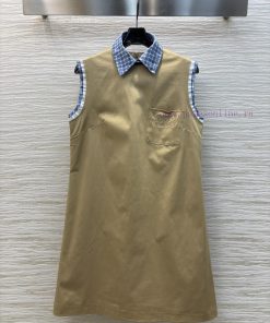 CL76361 Miu Miu 25 Spring/Summer Khaki Color Series Is An Example Fake Two Contrasting Plaid Fr 5n0gurc7
