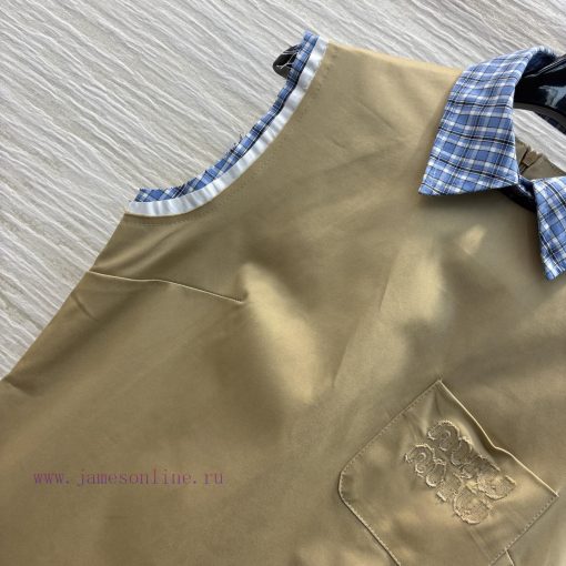 CL76361 Miu Miu 25 Spring/Summer Khaki Color Series Is An Example Fake Two Contrasting Plaid Fr 5n0gurc7 - Image 4