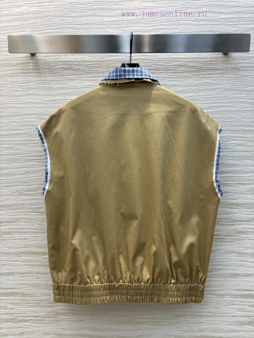 CW76363 Miu Miu 25 Spring/Summer Khaki Color Series Example Fake Two Piece Contrasting Plaid Fr qkjwt8aq - Image 9