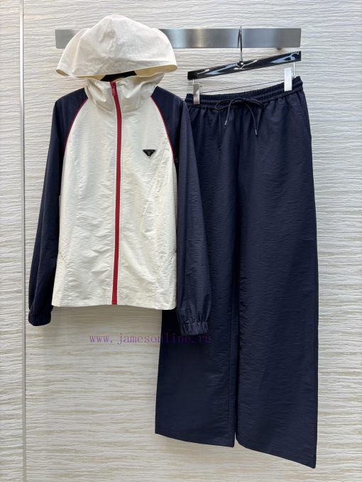 CT76368 Prada 25 Early Spring Color Contrasting Bundled Triangle Logo Decorative Casual Set Hoo kyymdzil