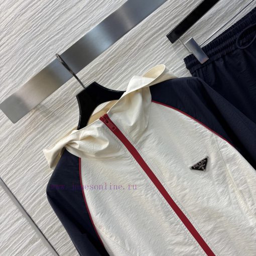 CT76368 Prada 25 Early Spring Color Contrasting Bundled Triangle Logo Decorative Casual Set Hoo kyymdzil - Image 3