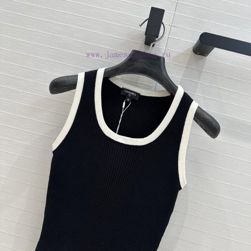 ️ High End BT76397 Cha * 25s Early Spring New Product Color Blocked Edge Slim Fit Vest Top Swis 4te2b2dg - Image 3