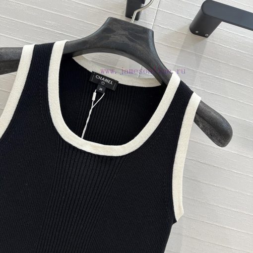 ️ High End BT76397 Cha * 25s Early Spring New Product Color Blocked Edge Slim Fit Vest Top Swis 4te2b2dg - Image 5