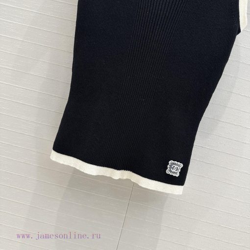 ️ High End BT76397 Cha * 25s Early Spring New Product Color Blocked Edge Slim Fit Vest Top Swis 4te2b2dg - Image 7
