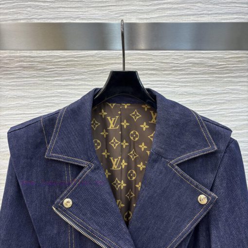 CW76516 Louis Vuitton 25 New Style Irregular Ruffle Edge Lapel Zipper Denim Jacket With Ruffle 7spktput - Image 3