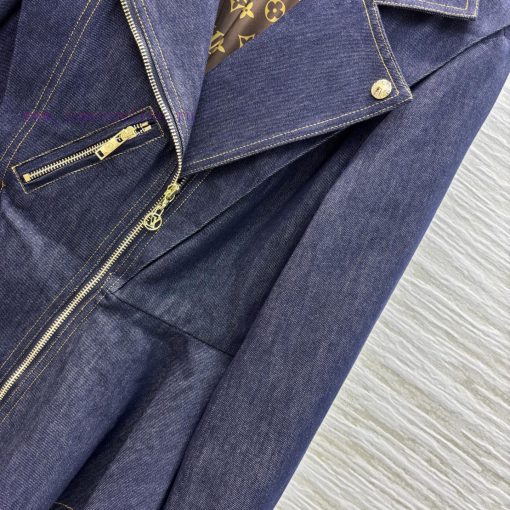 CW76516 Louis Vuitton 25 New Style Irregular Ruffle Edge Lapel Zipper Denim Jacket With Ruffle 7spktput - Image 5