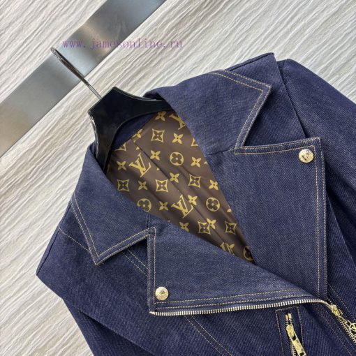 CW76516 Louis Vuitton 25 New Style Irregular Ruffle Edge Lapel Zipper Denim Jacket With Ruffle 7spktput - Image 7
