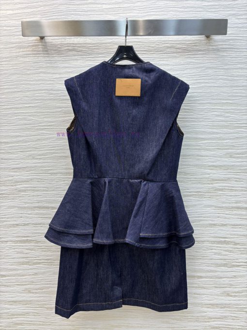 CL76517 Louis Vuitton 25 New Style Ruffled Sleeveless Denim Dress With Double Zipper Design Was 1mhpqtn1 - Image 9