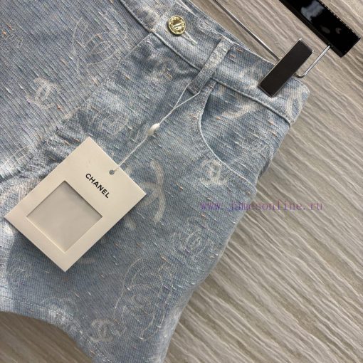 CK76519 Chanel 25 Light Blue A-line Denim Shorts With A High Waisted A-line Silhouette Instantl tefajvdh - Image 7