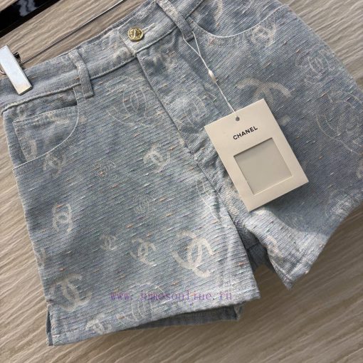 CK76519 Chanel 25 Light Blue A-line Denim Shorts With A High Waisted A-line Silhouette Instantl tefajvdh - Image 8
