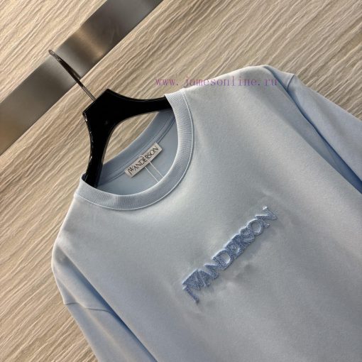 CT76521 Niche Design 25 Spring/summer New Item Embroidered Logo Light Blue Short Sleeved T-shir ilf40f7o - Image 7