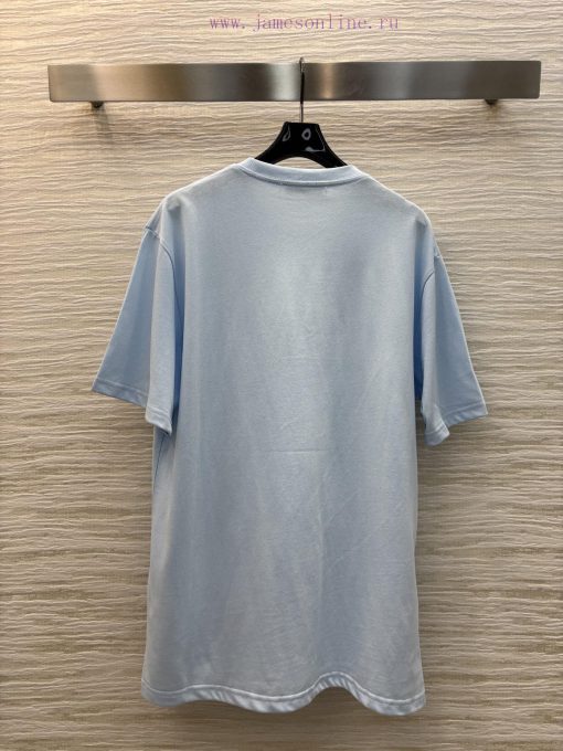 CT76521 Niche Design 25 Spring/summer New Item Embroidered Logo Light Blue Short Sleeved T-shir ilf40f7o - Image 9