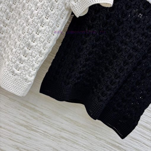 CT76525 Chanel 25 Spring/Summer Knitted Short Sleeve T-shirt With Cloak And Sky Hook Pattern A vauo8qsi - Image 8
