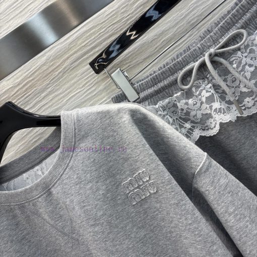 CT76530 Miu Miu 25 New Style Fake Two Piece Lace Lace Casual Set Round Neck Top+Lace Edge Casua h7py0dtz - Image 5