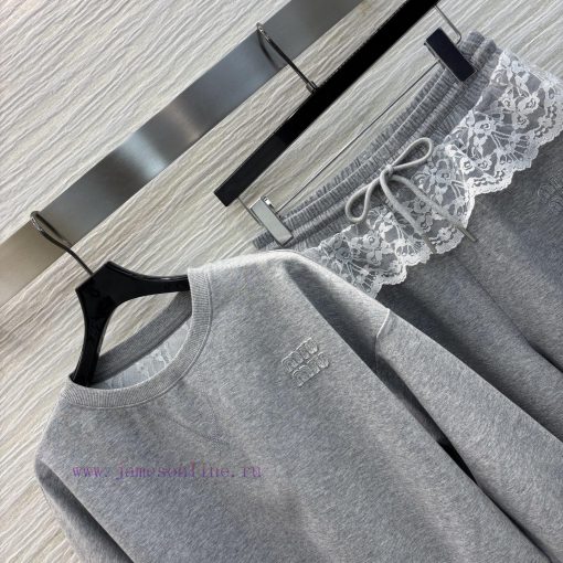 CT76530 Miu Miu 25 New Style Fake Two Piece Lace Lace Casual Set Round Neck Top+Lace Edge Casua h7py0dtz - Image 7