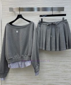 CT73537 Celine 25 Early Spring New Item Fake Two-piece Casual Set With A Shoulder Collar Top An 28k6yvr6