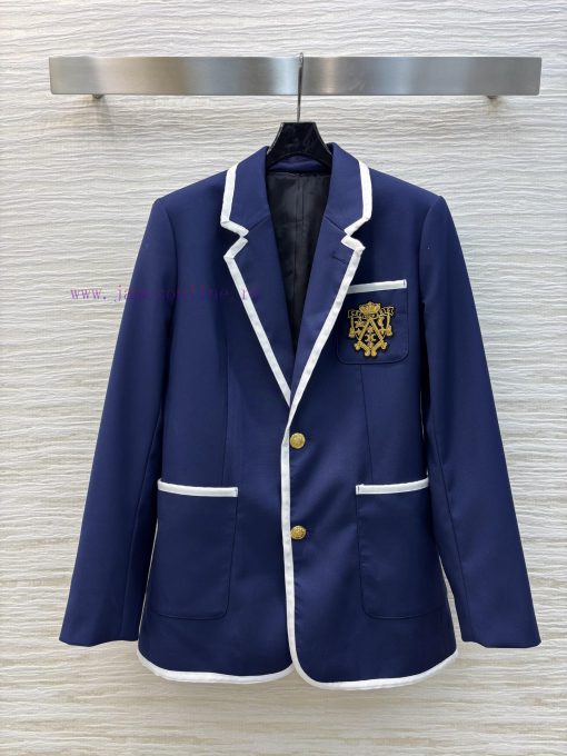 CW76538 Celine 25 Early Spring/Summer Collection White Edge Lapel Suit Jacket Embroidered Chest z6a3bzov