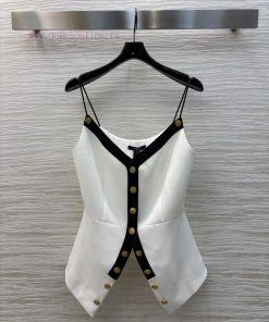 CT76539 Louis Vuitton 25V Neck Slim Fit Gold Buckle Camisole Vest Perfectly Showcases The Neck h1qowhph