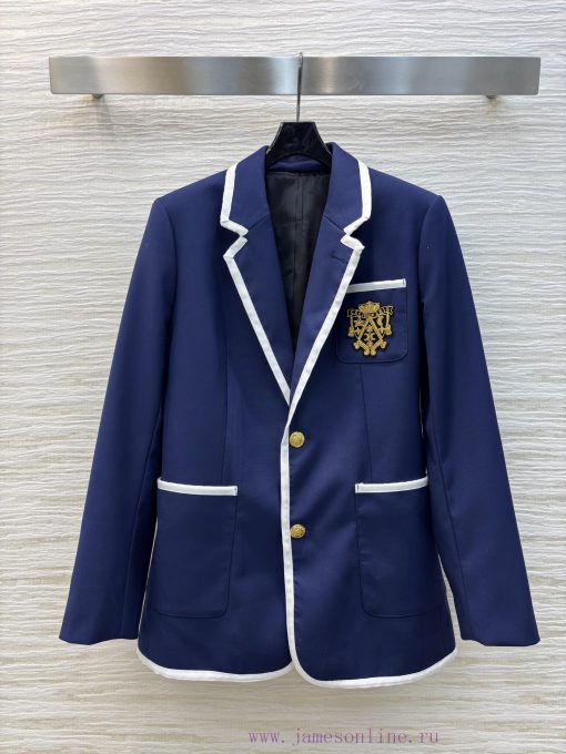 CW76538 Celine 25 Early Spring/Summer Collection White Edge Lapel Suit Jacket Embroidered Chest z6a3bzov - Image 2