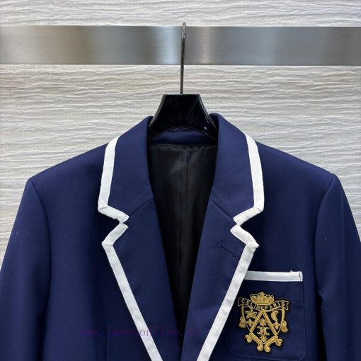 CW76538 Celine 25 Early Spring/Summer Collection White Edge Lapel Suit Jacket Embroidered Chest z6a3bzov - Image 3