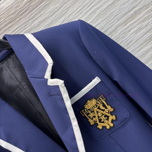 CW76538 Celine 25 Early Spring/Summer Collection White Edge Lapel Suit Jacket Embroidered Chest z6a3bzov - Image 5