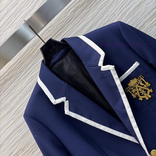 CW76538 Celine 25 Early Spring/Summer Collection White Edge Lapel Suit Jacket Embroidered Chest z6a3bzov - Image 6