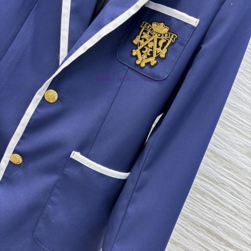 CW76538 Celine 25 Early Spring/Summer Collection White Edge Lapel Suit Jacket Embroidered Chest z6a3bzov - Image 8