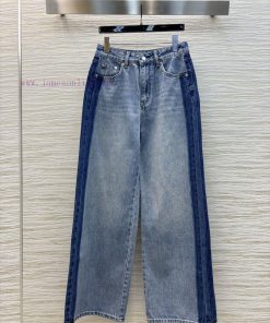 CK76562 Prada 25 Spring/Summer High Rise Divine Pants Retro Blue Straight Leg Jeans Double Side t87766rk