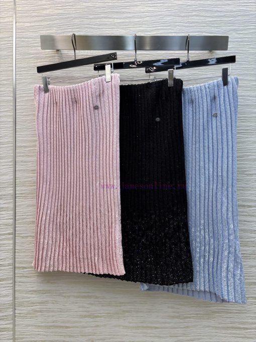 CB76567 Chanel 25 Early Spring Bulingbuling Sparkling Wrinkle Knitted Half Skirt Is Really Unbe ecceglt6
