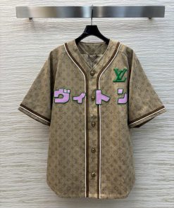 CW76573 Louis Vuitton FW25 Phareel * Nigo Co Branded Logo Printed Short Sleeved Baseball Jacket cgwf1ug4
